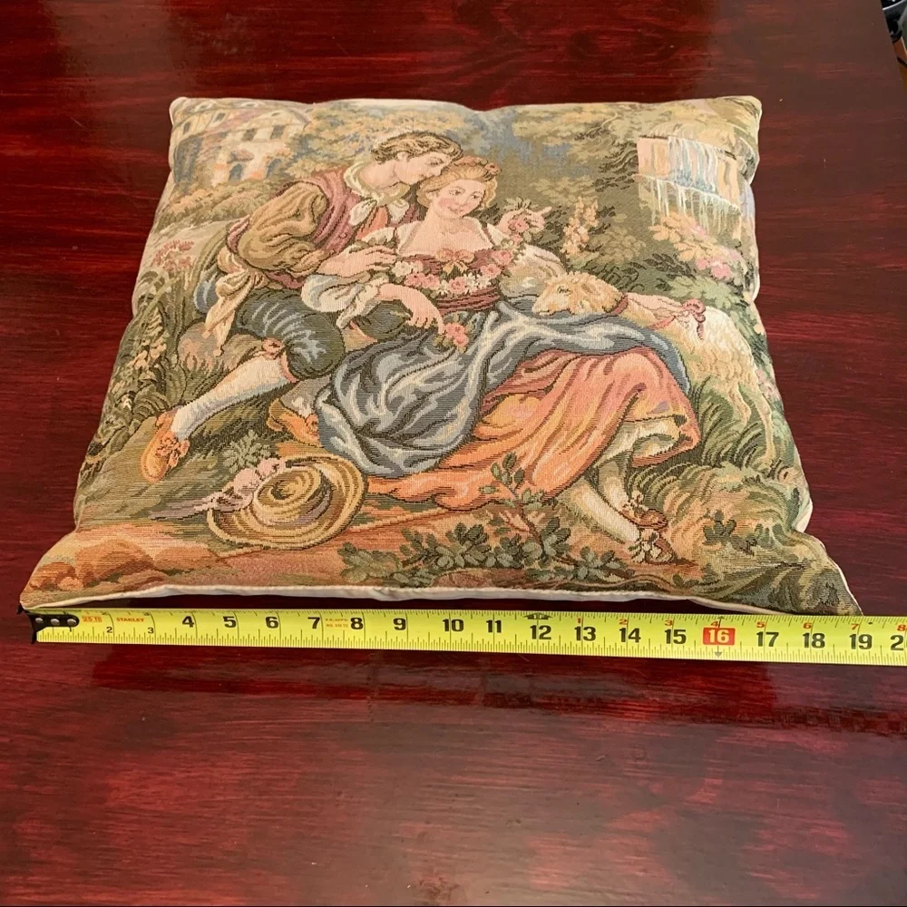 Vintage Italian tapestry decorative throw pillow